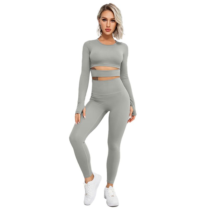 Eco-friendly Recycled Nylon Long Sleeve Tops and Leggings Set