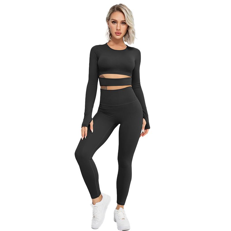 Eco-friendly Recycled Nylon Long Sleeve Tops and Leggings Set