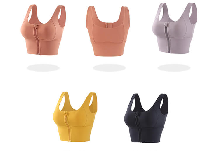 Brushed Sports Bras with Zip Front