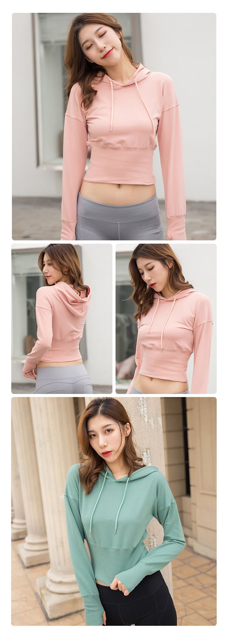 Hooded Crop Sports Sweatshirt