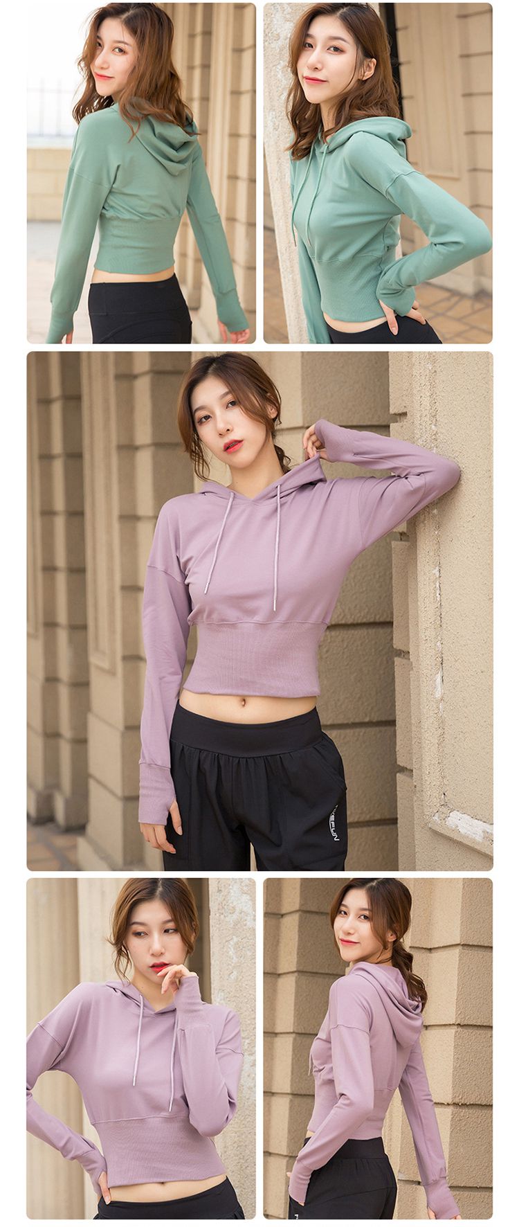 Hooded Crop Sports Sweatshirt