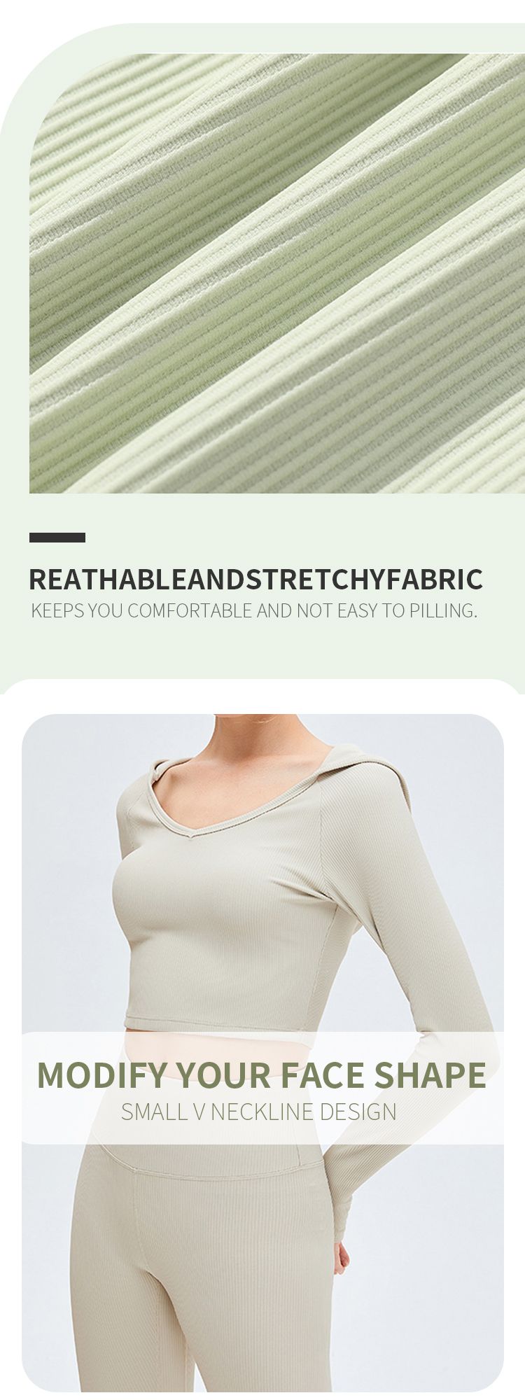 Tight-fitting Hooded Ribbed Yoga Top