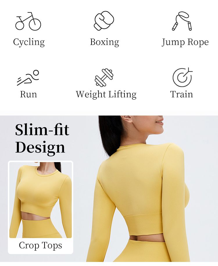 Seamless Long-sleeved Short Yoga Top