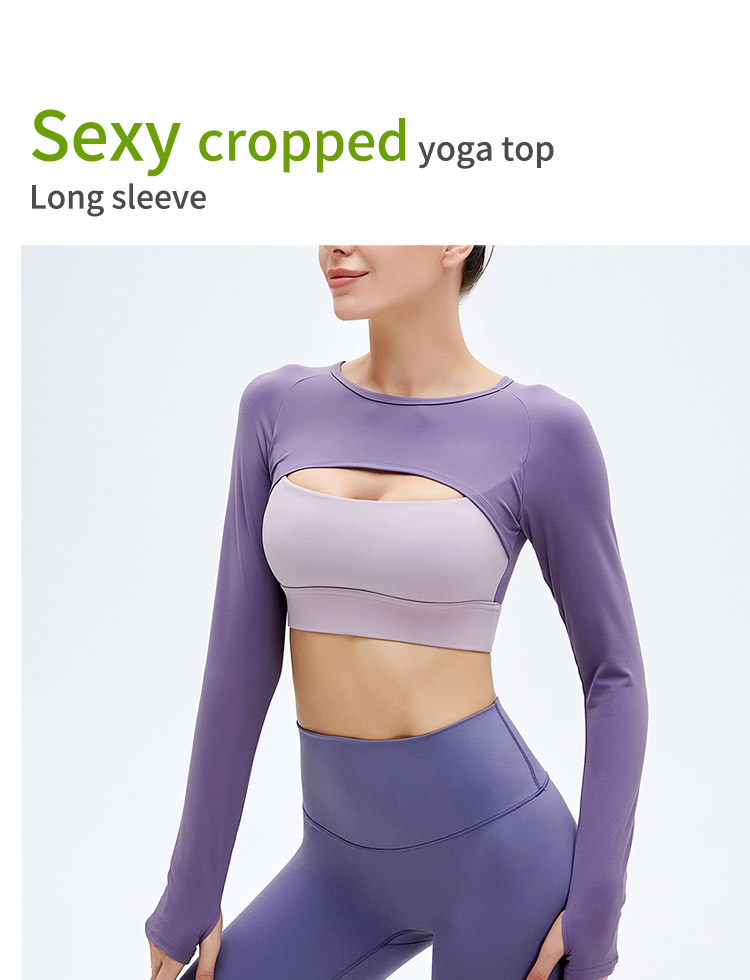 Long sleeve sexy cropped yoga top