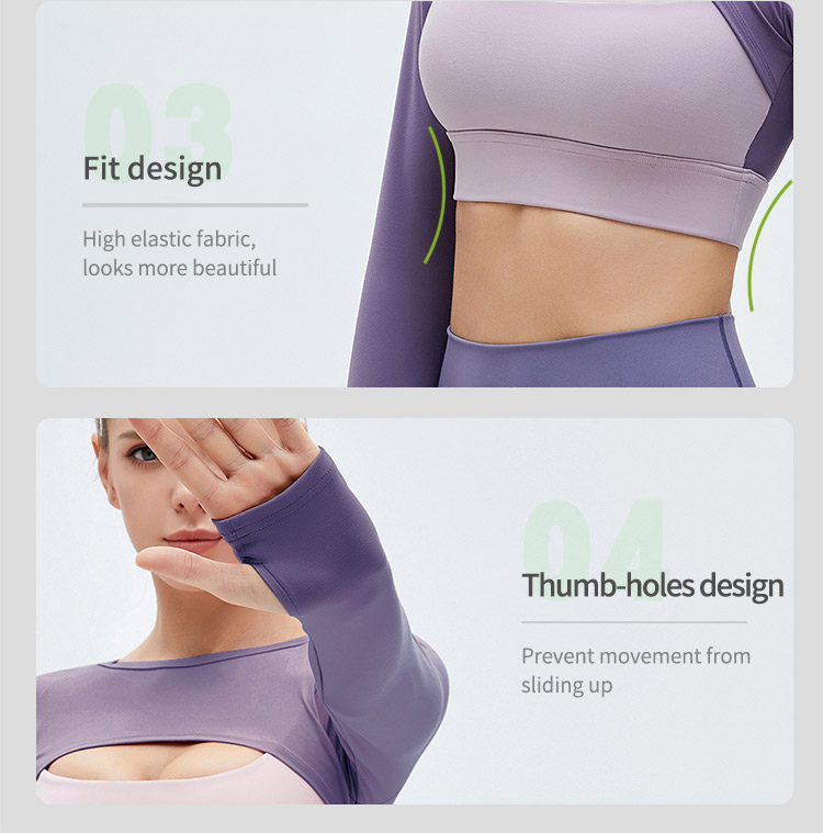 Long sleeve sexy cropped yoga top