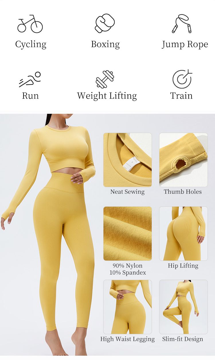 Seamless Long-sleeved Yoga Suit