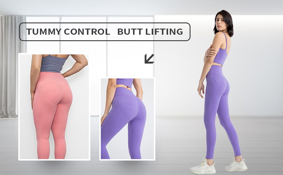 High Waisted Tummy Control Yoga Pants with Heart