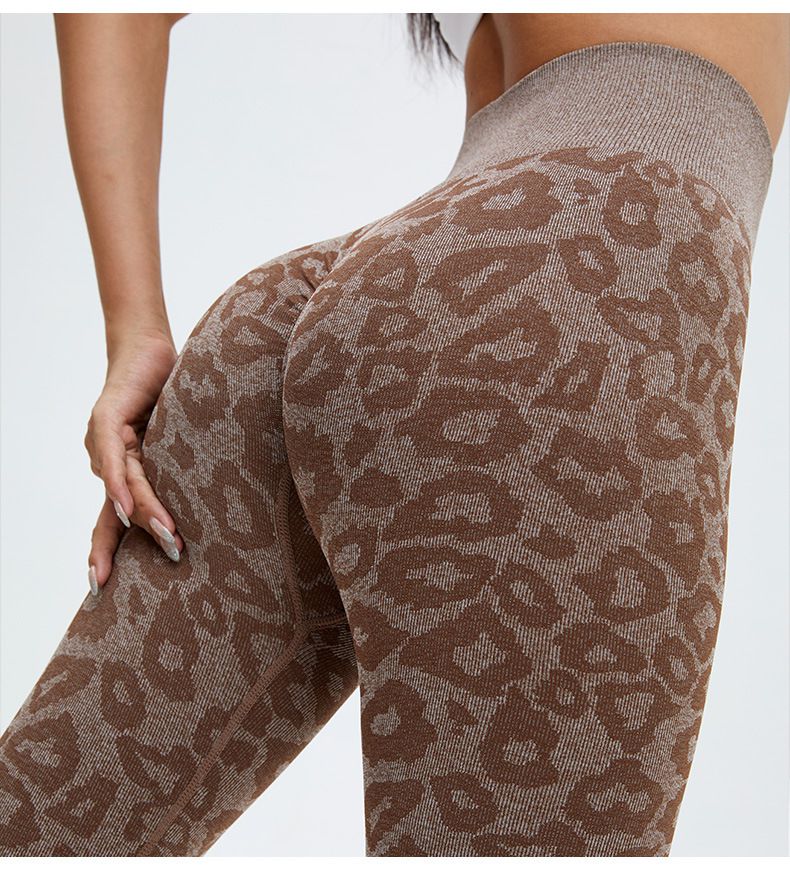 Wholesale Leopard Print Seamless High Waist Peach Hip Lift Yoga Pants