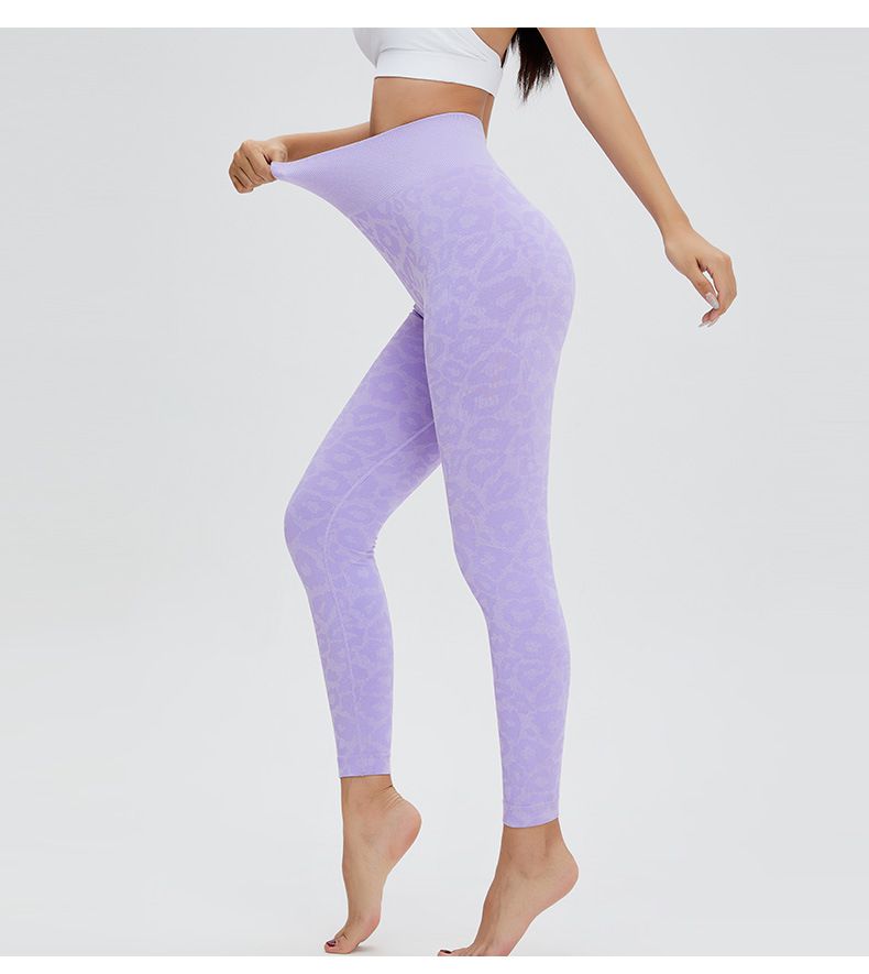 Wholesale Leopard Print Seamless High Waist Peach Hip Lift Yoga Pants