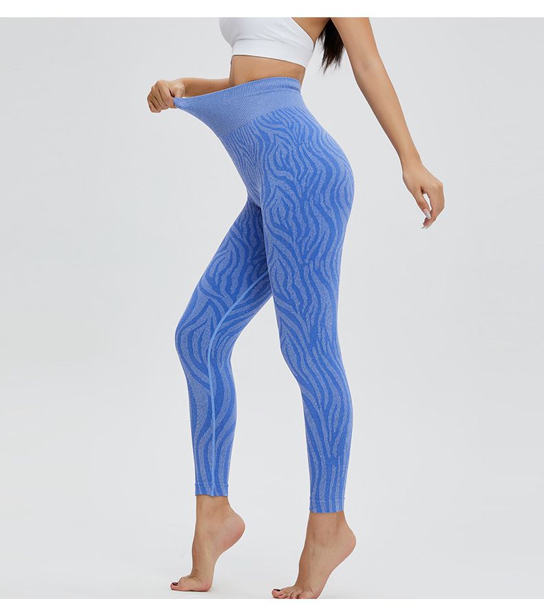 Wholesale European and American water ripple high waist hip lift yoga pants