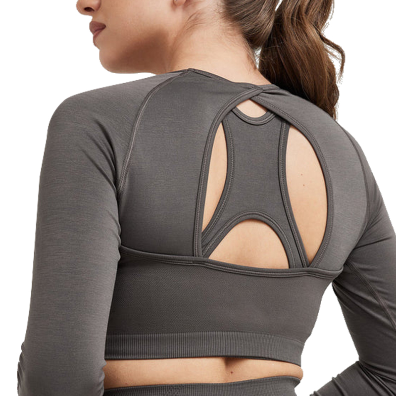 Cutout Back Seamless Long-Sleeve Yoga Set