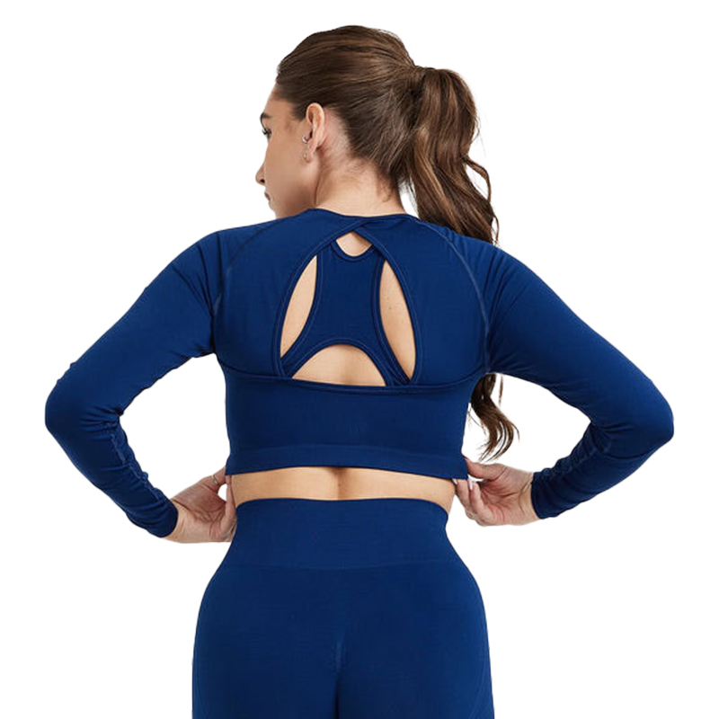 Cutout Back Seamless Long-Sleeve Yoga Set