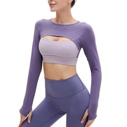 Long sleeve sexy cropped yoga top