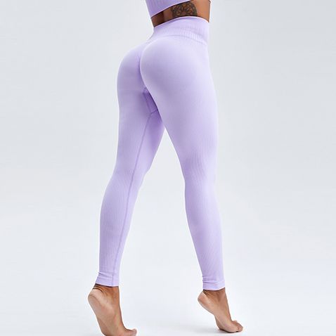 Wholesale sports peach hip lift threaded high waist yoga pants