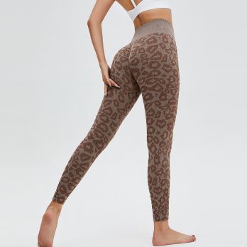 Wholesale Leopard Print Seamless High Waist Peach Hip Lift Yoga Pants