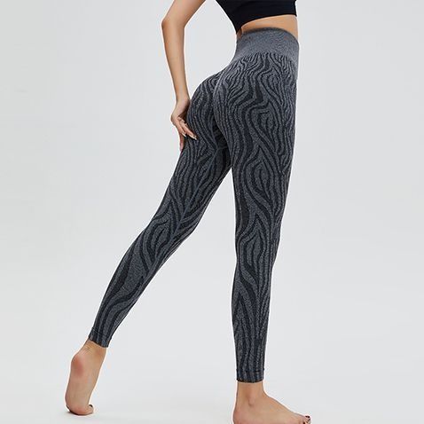 Wholesale European and American water ripple high waist hip lift yoga pants