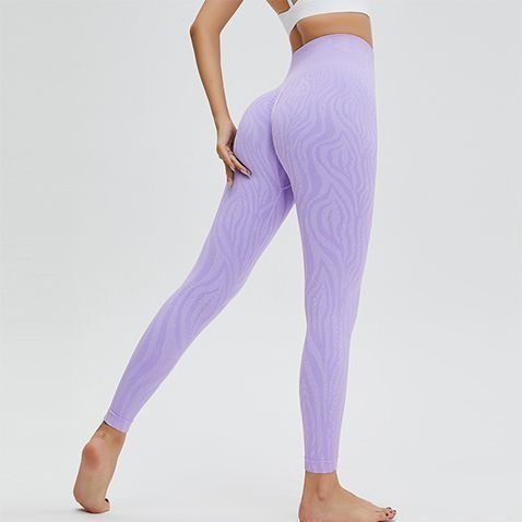 Wholesale European and American water ripple high waist hip lift yoga pants