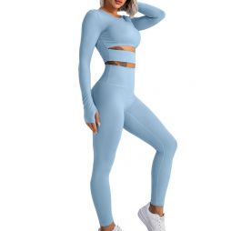 Eco-friendly Recycled Nylon Long Sleeve Tops and Leggings Set