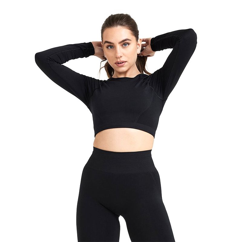 Cutout Back Seamless Long-Sleeve Yoga Set