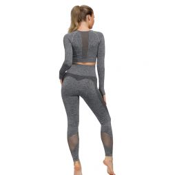 Back Hollow Seamless Long-sleeved 2 Piece Set