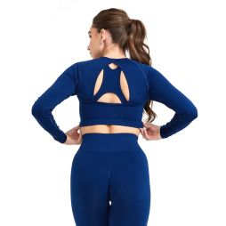 Cutout Back Seamless Long-Sleeve Yoga Set